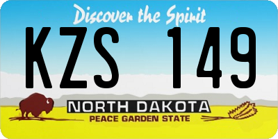 ND license plate KZS149
