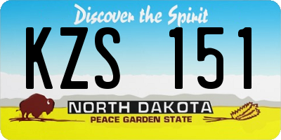 ND license plate KZS151