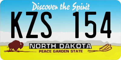 ND license plate KZS154