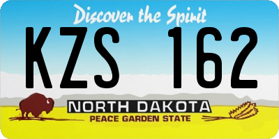 ND license plate KZS162