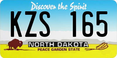 ND license plate KZS165