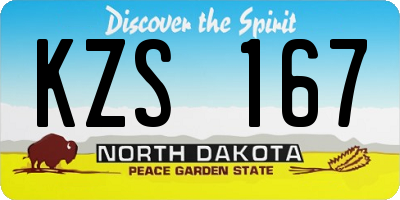 ND license plate KZS167