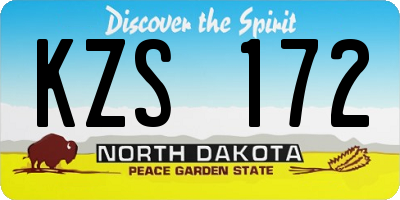 ND license plate KZS172