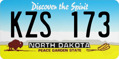 ND license plate KZS173