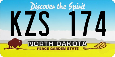 ND license plate KZS174