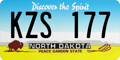 ND license plate KZS177