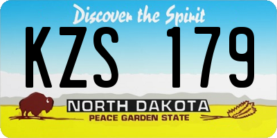 ND license plate KZS179