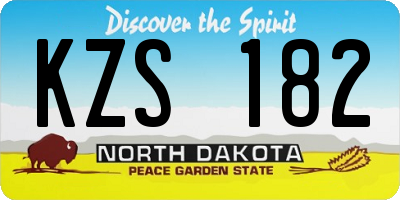 ND license plate KZS182
