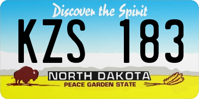 ND license plate KZS183