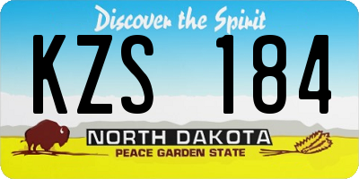 ND license plate KZS184
