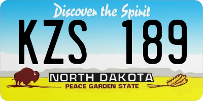 ND license plate KZS189