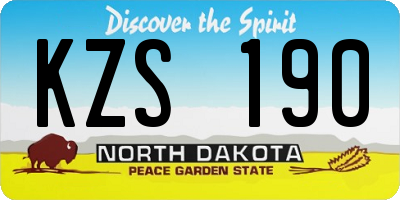 ND license plate KZS190