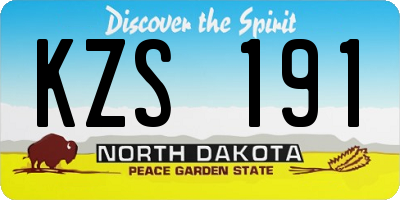 ND license plate KZS191