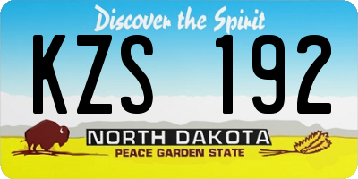 ND license plate KZS192