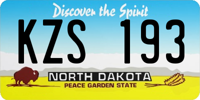 ND license plate KZS193