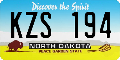 ND license plate KZS194