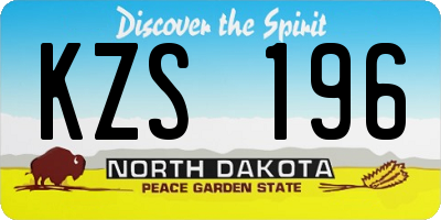 ND license plate KZS196