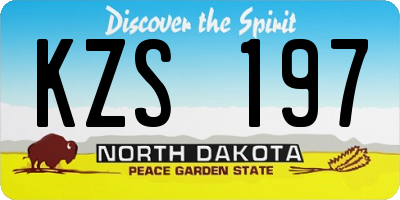 ND license plate KZS197