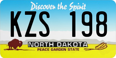ND license plate KZS198