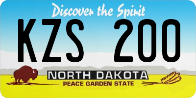 ND license plate KZS200