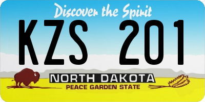 ND license plate KZS201