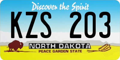 ND license plate KZS203