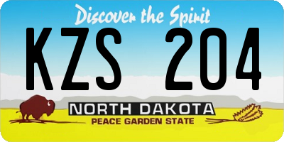 ND license plate KZS204
