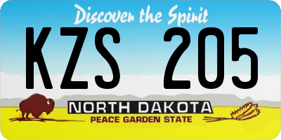 ND license plate KZS205