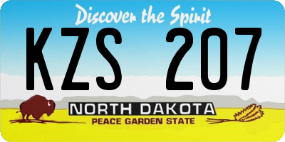 ND license plate KZS207