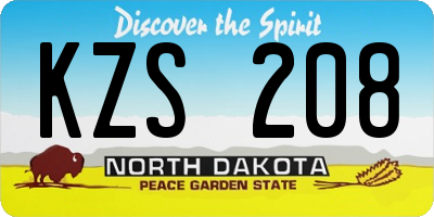 ND license plate KZS208