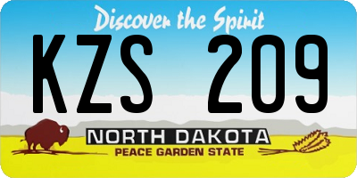 ND license plate KZS209