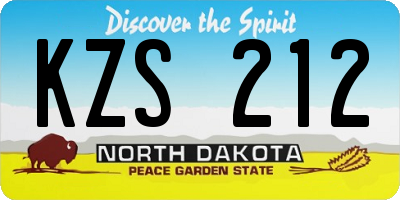 ND license plate KZS212