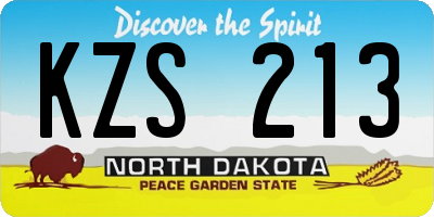 ND license plate KZS213