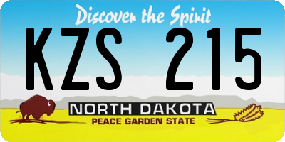 ND license plate KZS215