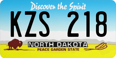 ND license plate KZS218
