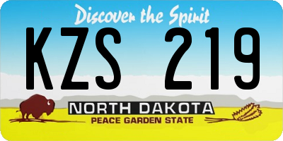 ND license plate KZS219