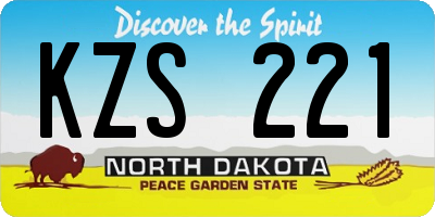 ND license plate KZS221