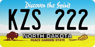 ND license plate KZS222