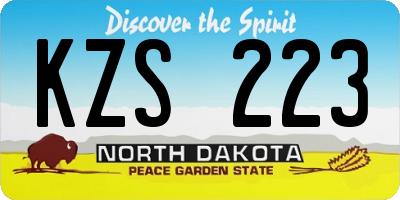 ND license plate KZS223