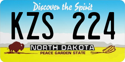 ND license plate KZS224