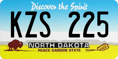 ND license plate KZS225