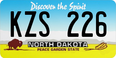ND license plate KZS226