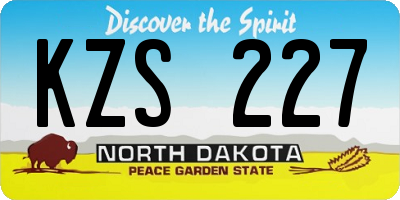 ND license plate KZS227