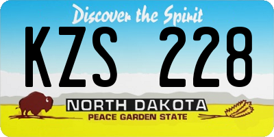 ND license plate KZS228