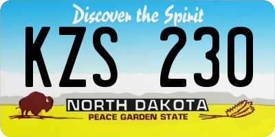 ND license plate KZS230