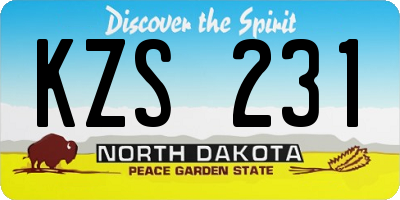 ND license plate KZS231