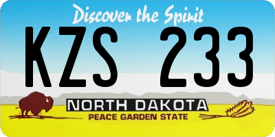 ND license plate KZS233