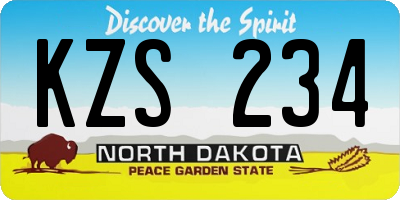 ND license plate KZS234