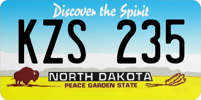 ND license plate KZS235