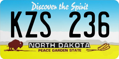 ND license plate KZS236